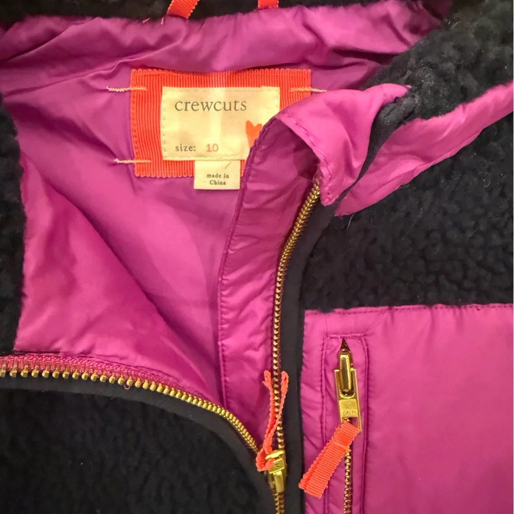 J CREW CREWCUTS Girls Navy & Magenta Pink Fleece Vest Size 8 EUC! - Picture 2 of 3